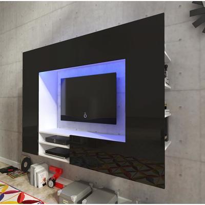 Meuble TV mural moderne Blanc ou Noir laqué led AL