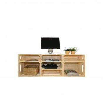 Meuble TV bois modulable 7 niches de rangement