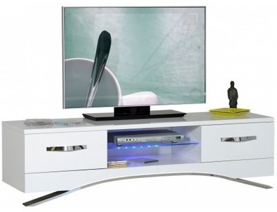 Meuble TV design en bois blanc laqué avec éclairag