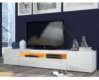 Meuble TV design blanc laqué à Led 3 portes Daiqui
