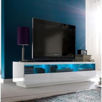Meuble TV blanc laqué avec LED