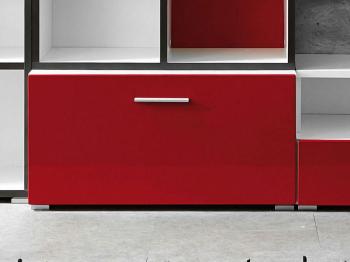 Meuble tv-hifi LINDRE 1 porte abattante blanc/roug