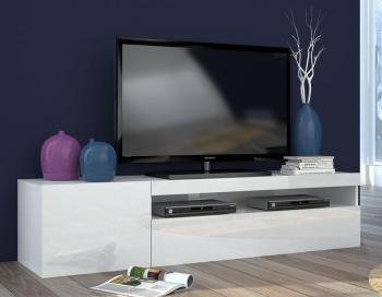 Meuble TV blanc laqué design avec LED GALENA