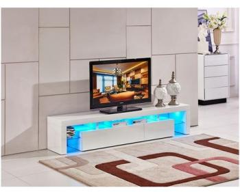 Meuble TV LED Tina - 188 x 34 x 38 cm - Blanc laqu