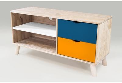Meuble TV Scandinave Viking Bleu pétrole Orange Bl