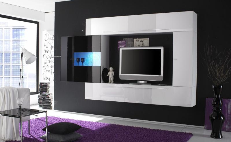 Meuble télévision moderne noir/blanc Juno