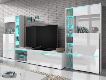 Mur tv-hifi ANIMAL 3 portes blanc avec led Mur tv-hifi ANIMAL 3 portes