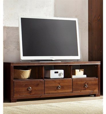 Meuble Tv Pin Massif 3 Tiroirs + 3 Niches gotlan
