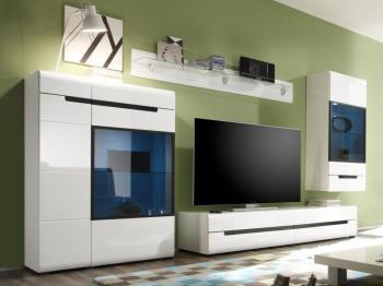 Mur tv-hifi 02 HERCULE blanc avec led Mur tv-hifi 02 HERCULE blanc