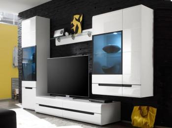 Mur tv-hifi 01 HERCULE blanc avec led Mur tv-hifi 01 HERCULE blanc