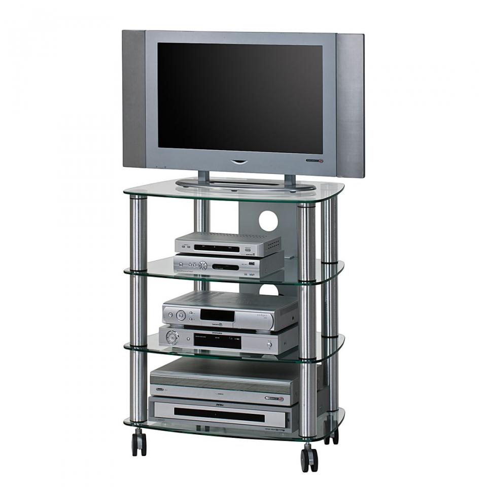 Meuble TV Glenview II - Aluminium Verre clair Meuble TV Glenview II - Aluminium