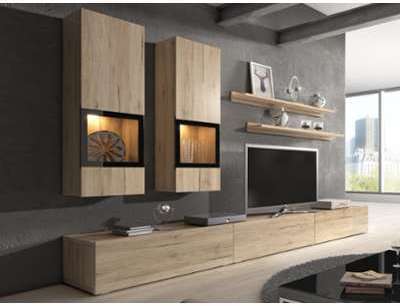 Mur tv-hifi BABEL 5 portes sanremo avec led Mur tv-hifi BABEL 5 portes