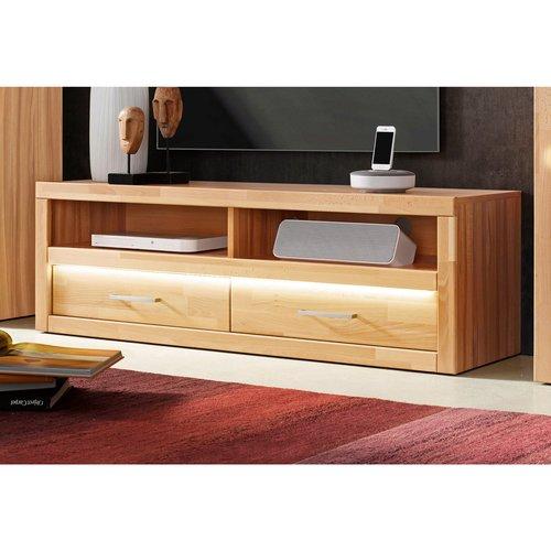 Meuble Tv Bas Façades Bois Massif Largeur 140 Cm -