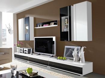 Mur tv-hifi FREESTYLE blanc noir Mur tv-hifi FREESTYLE blanc