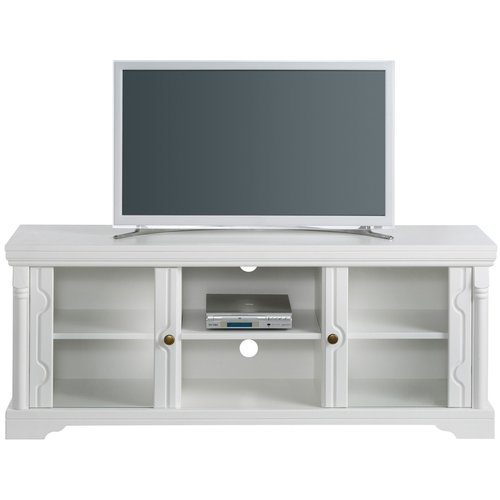 Meuble Tv Bas En Pin Massif Avec 2 Portes En Verre