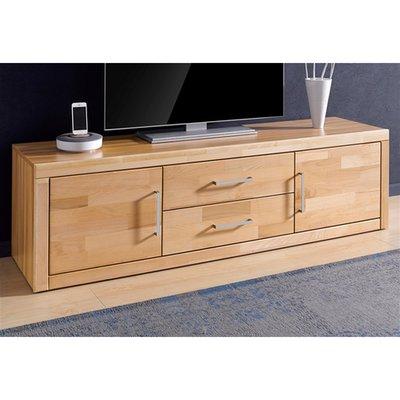 Meuble Tv Bas 2 Portes + 2 Tiroirs, En Bois Massif