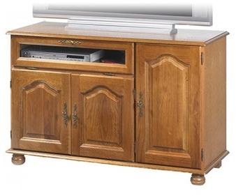 Meuble rack HiFi chêne 2 portes dessus relevable