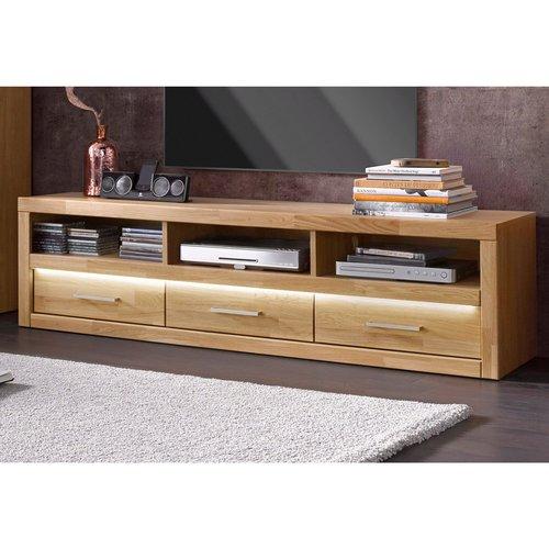 Meuble Tv Bas Façades Bois Massif Largeur 170 Cm -