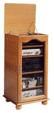 Rack HiFi chêne 1 porte vitrée dessus relevable Rack HiFi chêne 1 porte vitrée