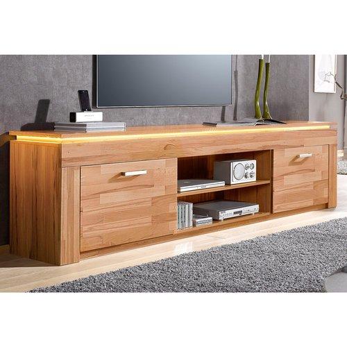 Meuble Bas Tv, 2 Abattants, 2 Compartiments Ouvert