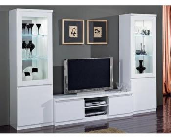 Mur tv-hifi ROMEO blanc laqué sans led Mur tv-hifi ROMEO blanc laqué