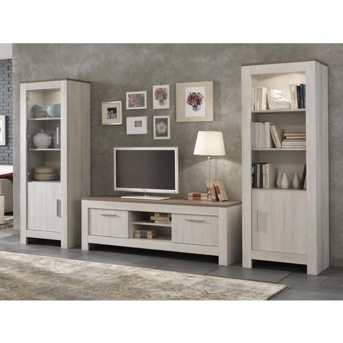 Mur tv-hifi PAOLO chene clair chene blanchi Mur tv-hifi PAOLO chene clair
