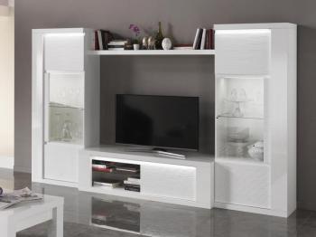 Mur tv-hifi VERONICA blanc laque sans led Mur tv-hifi VERONICA blanc