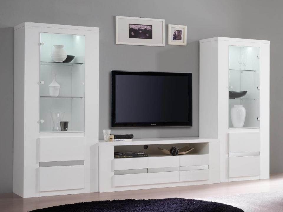 Mur Tv-hifi TOSCA blanc laqué/metal