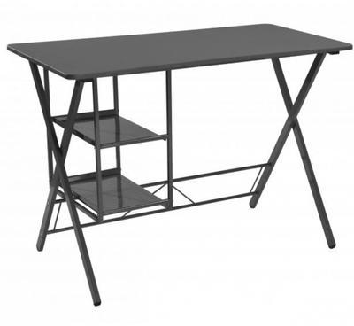 Bureau Métal Noir avec 2 étagères - 105 x 56 x 75