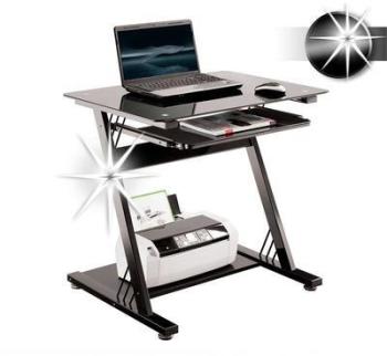 Bureau informatique en verre très brillant noir C