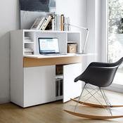 Bureau secrétaire en bois placage chêne et blanc M