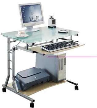 Bureau Informatique Roulant verre érable CT-3791A 41 Bureau Informatique Roulant