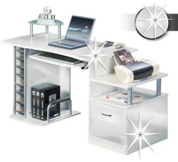 Bureau Informatique très brillant blanc S-202A 732 Bureau Informatique très brillant