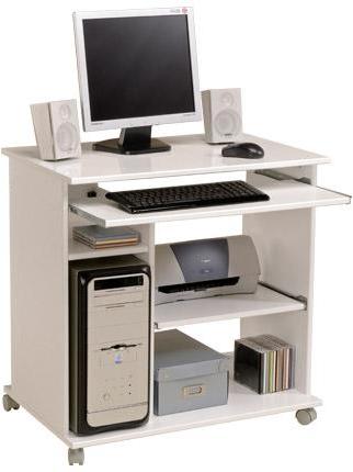 Desserte informatique sur roulettes coloris blanc