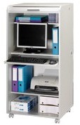 Armoire informatique mobile à rideau décor alumini