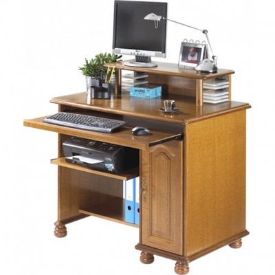 Bureau Informatique Terroir Avec Réhausse Chêne Ru
