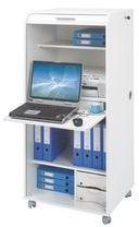 Armoire informatique mobile à rideau décor blanc