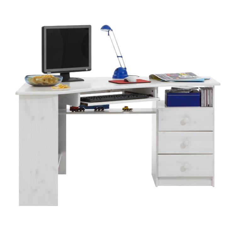 Bureau dangle Berra - Pin massif - Blanc