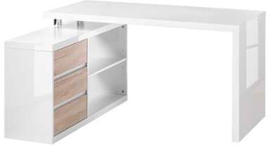 Bureau d?angle Teshie I - Blanc brillant / Imitati