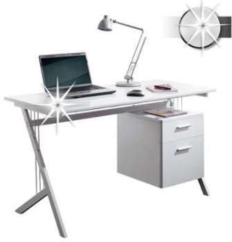 Bureau informatique très brillant blanc CT-3365A 1128 Bureau informatique très brillant