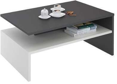 Table basse ADELAIDE, mélaminé gris et blanc