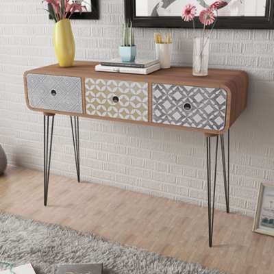 VidaXL Commode/ Table dentrée à 3 tiroirs Brun
