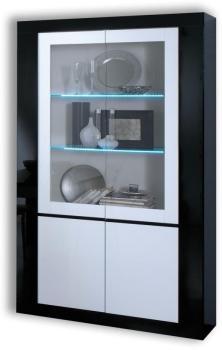 Vitrine design LED noir et blanc 4 portes - Varsov