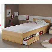 Lit avec 2 tiroirs + 1 niche de rangement 90x200cm