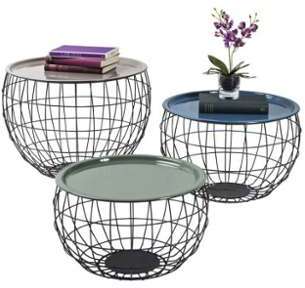 Set de 3 tables gigognes en acier/émail Hlimi 50 c