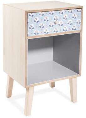 Table de chevet avec tiroir en bois bleu L 25 cm P
