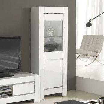 Vitrine blanc laqué bandes chromées design FRIZZ 3