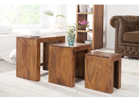 Set de 3 tables gigognes en bois massif Monsoon