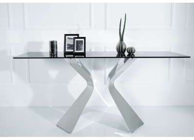 Console design en acier verre opaline Leanne 160 cm Console design en acier verre