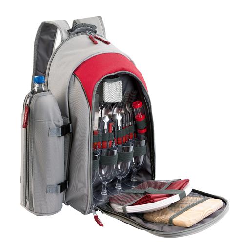 Sac à dos pour pique-nique isotherme rouge et gris